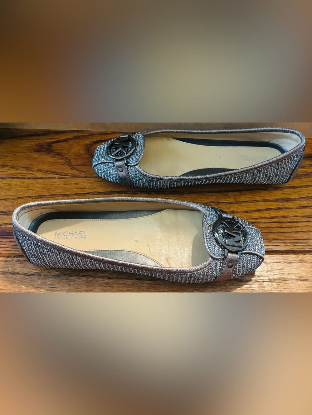 Michael Kors  Fulton Moccasin Silver Crystal Embellished Logo Flat - Picture 4 of 8